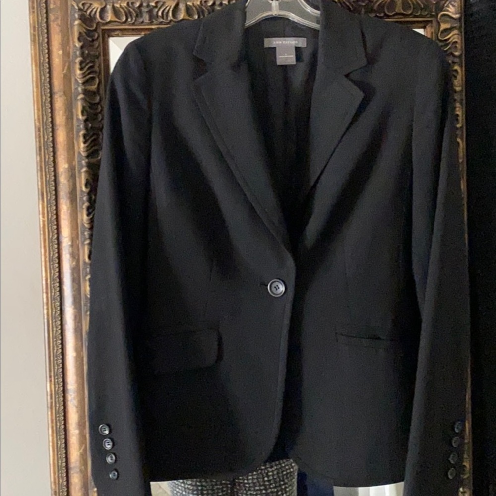 Ann Taylor Black Pinstriped Blazer
